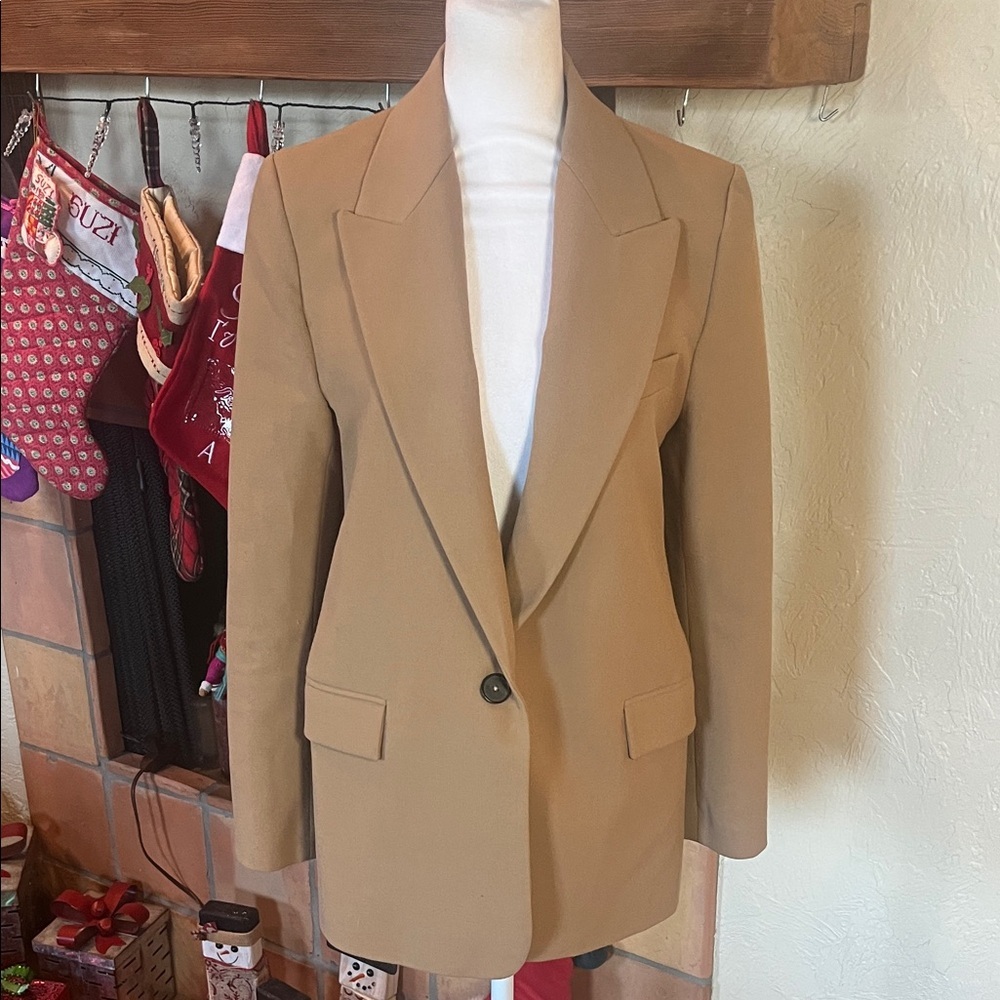 Zara Camel Tan Single-Button Blazer